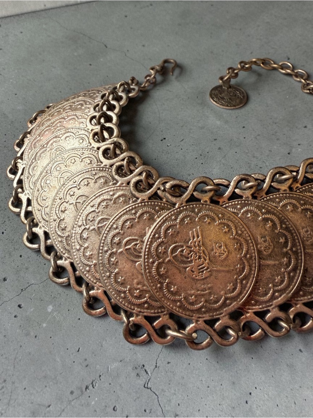 Vintage Statement Coin Collar Necklace - Antique Gold - Picture 2 of 7
